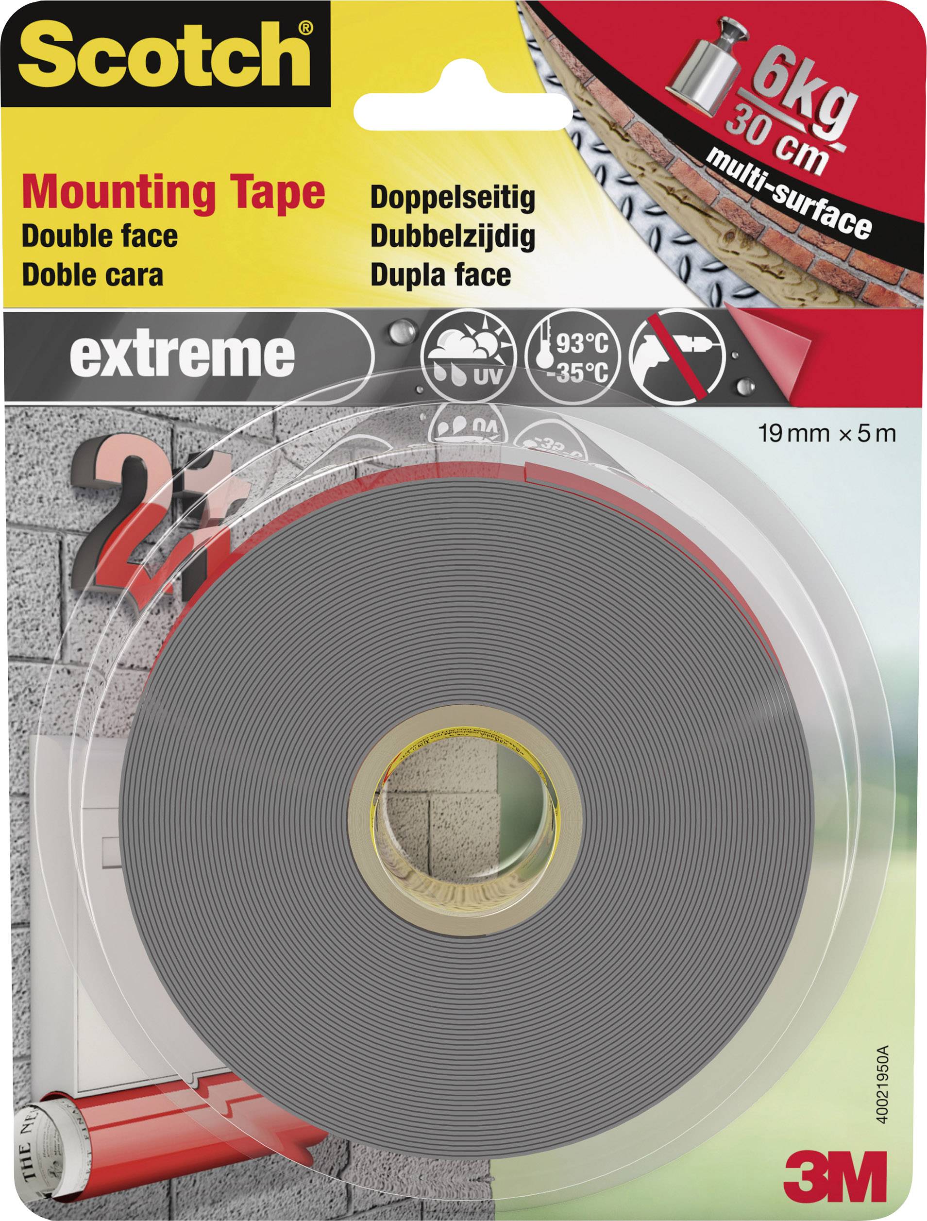 3M Scotch 40021950N Montageband  Grau (L x B) 5 m x 19 mm 1 St.