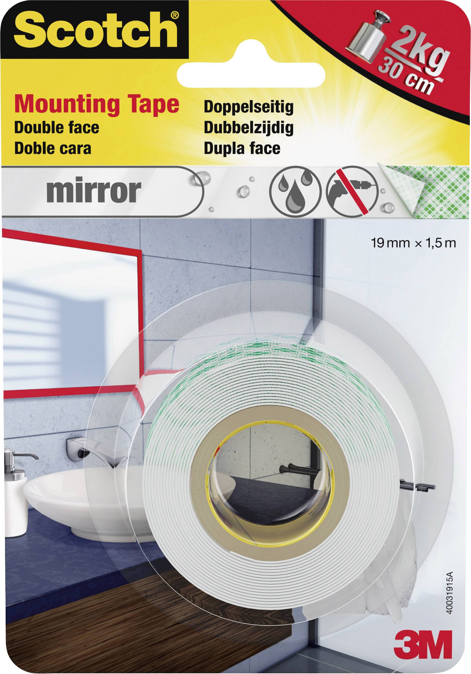 3M Scotch 40031915 Montageband Weiß (L x B) 1.5 m x 19 mm 1 St.