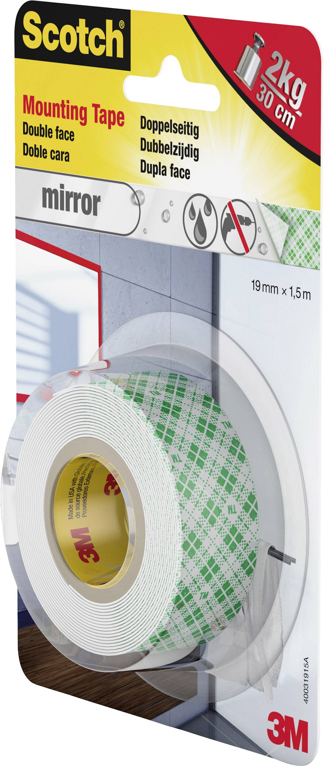 3M Scotch 40031915 Montageband Weiß (L x B) 1.5 m x 19 mm 1 St.