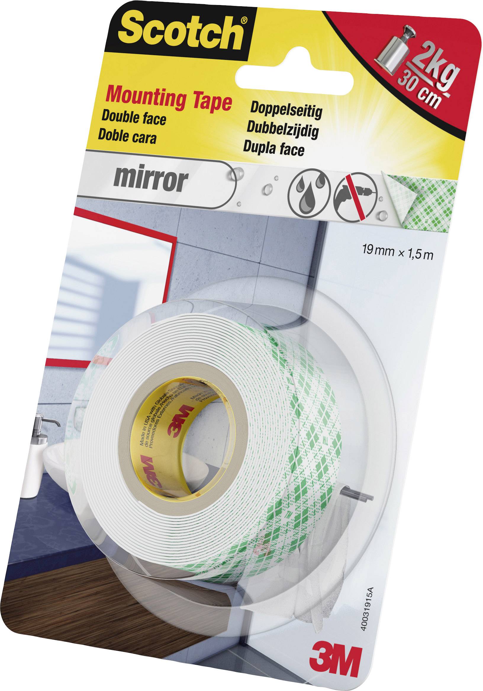 3M Scotch 40031915 Montageband Weiß (L x B) 1.5 m x 19 mm 1 St.