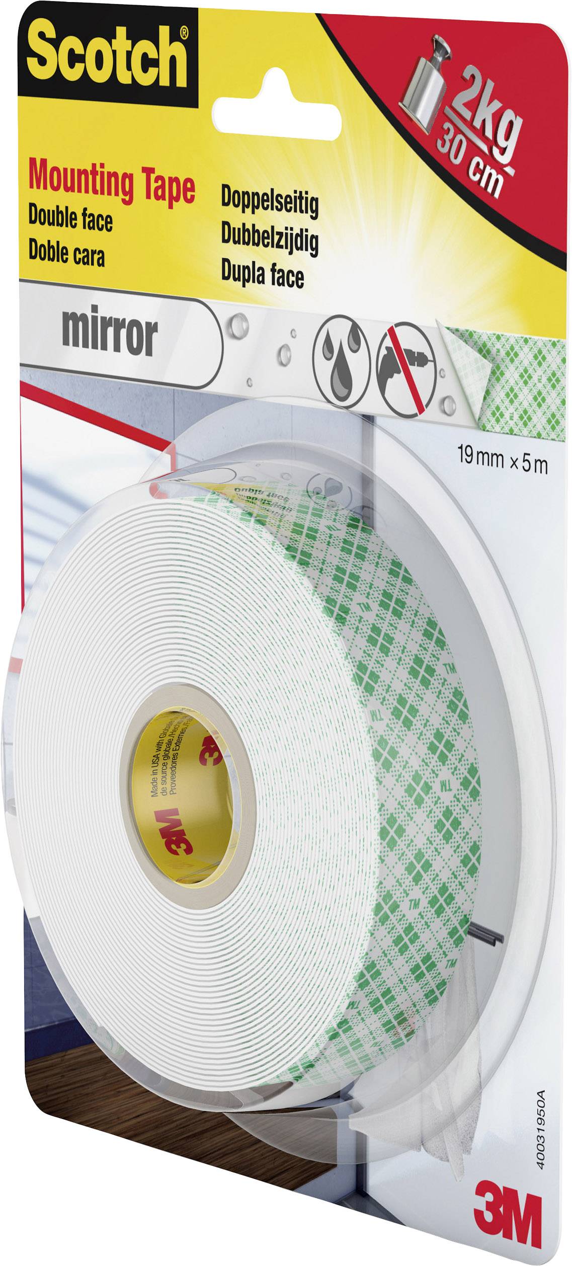 3M Scotch 40031950 Montageband Weiß (L x B) 5 m x 19 mm 1 St.