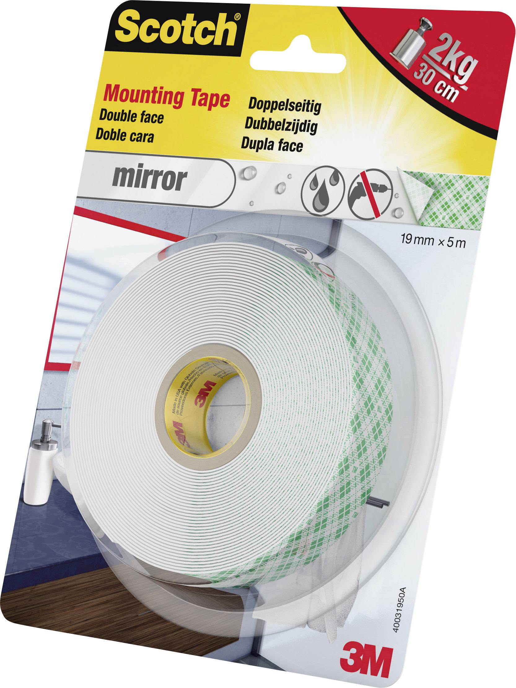 3M Scotch 40031950 Montageband Weiß (L x B) 5 m x 19 mm 1 St.