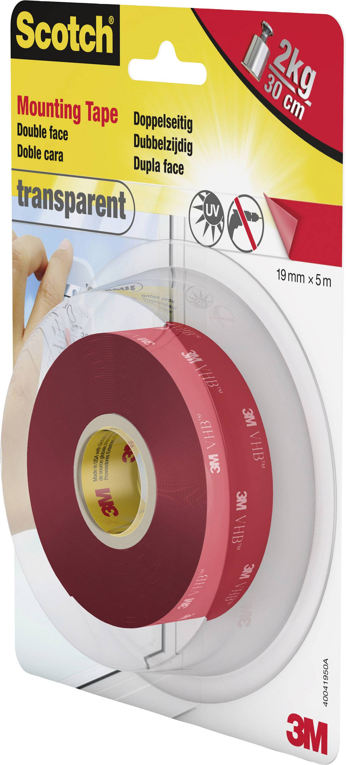 3M Scotch 40041950 Montageband Transparent (L x B) 5 m x 19 mm 1 St.