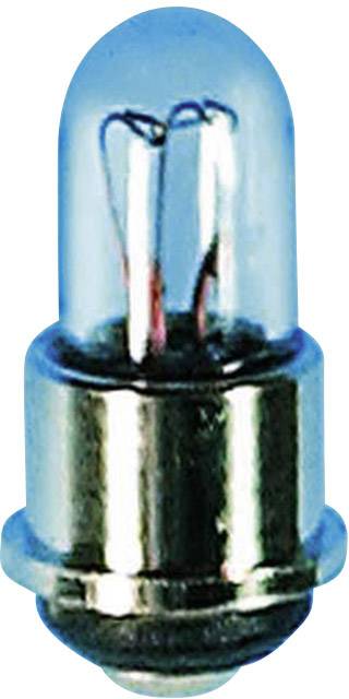 Eine kleine, glühende Glühbirne mit Metallfassung, geeignet für Taschenlampen oder kleine elektrische Geräte.