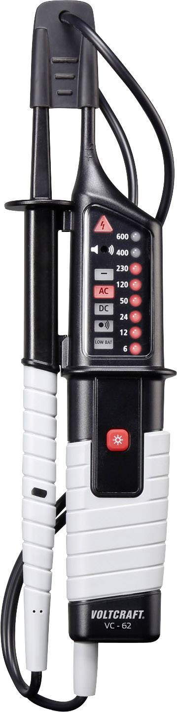 VOLTCRAFT VC 62 Zweipoliger Spannungsprüfer CAT III 600V Akustik, LCD, LED