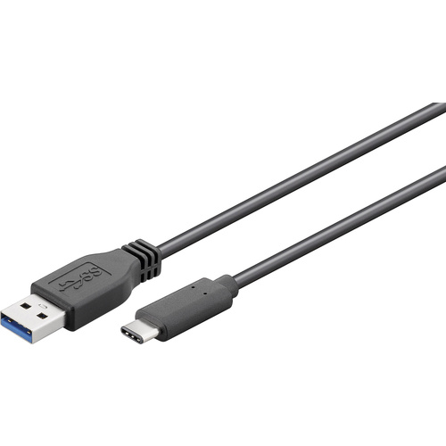 Goobay USB 3.0 Anschlusskabel [1x USB 3.0 Stecker A - 1x USB-C™ Stecker] 0.50 m Schwarz vergoldete