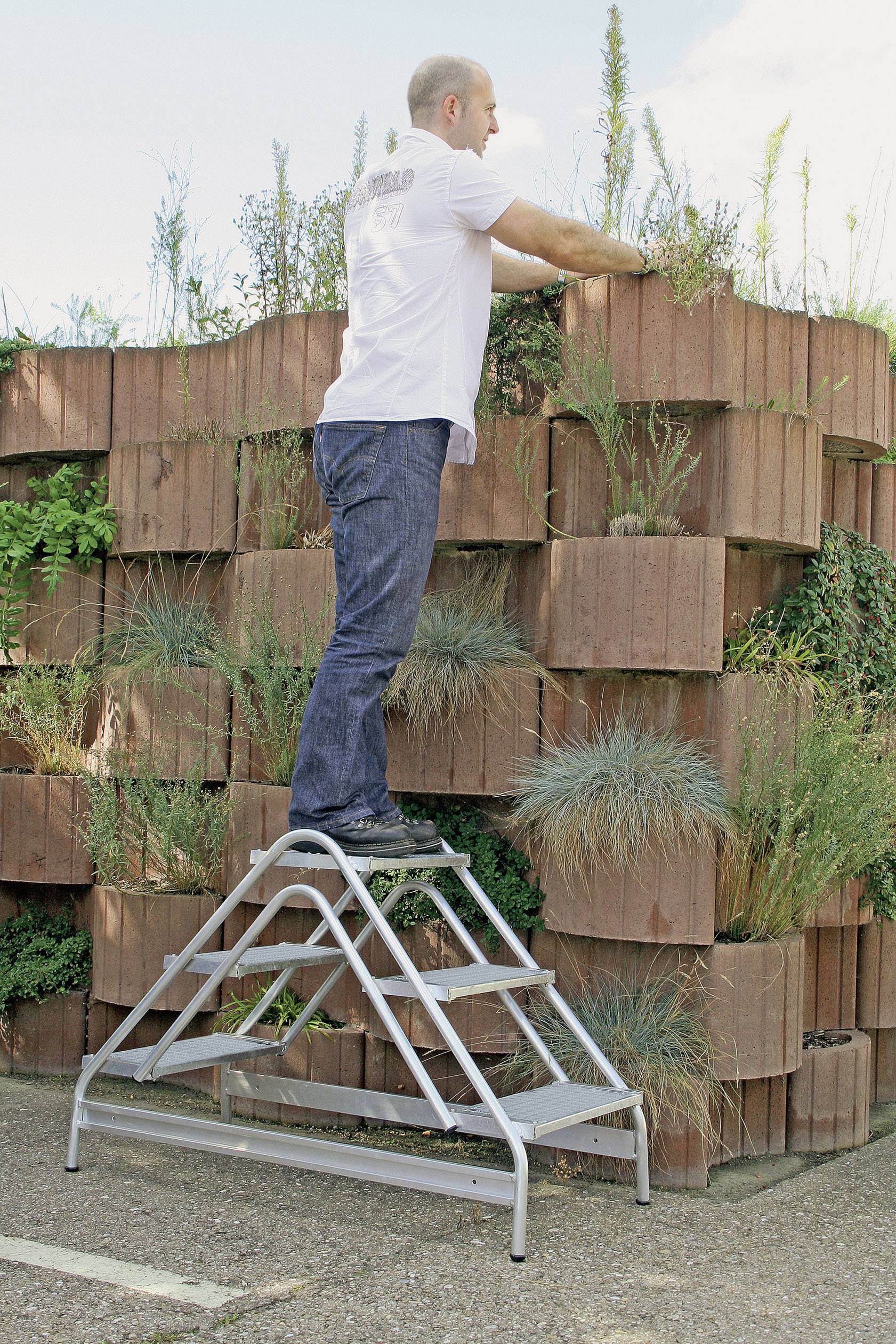 Günzburger Steigtechnik MUNK 50060 Aluminium Treppe fahrbar Arbeitshöhe (max.): 2.7m Silber 11kg