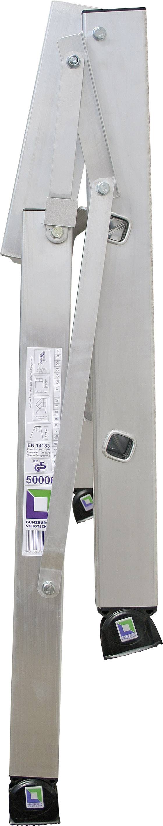 Günzburger Steigtechnik MUNK 50007 Aluminium Treppe fahrbar, klappbar Arbeitshöhe (max.): 3m Silber 8.9kg