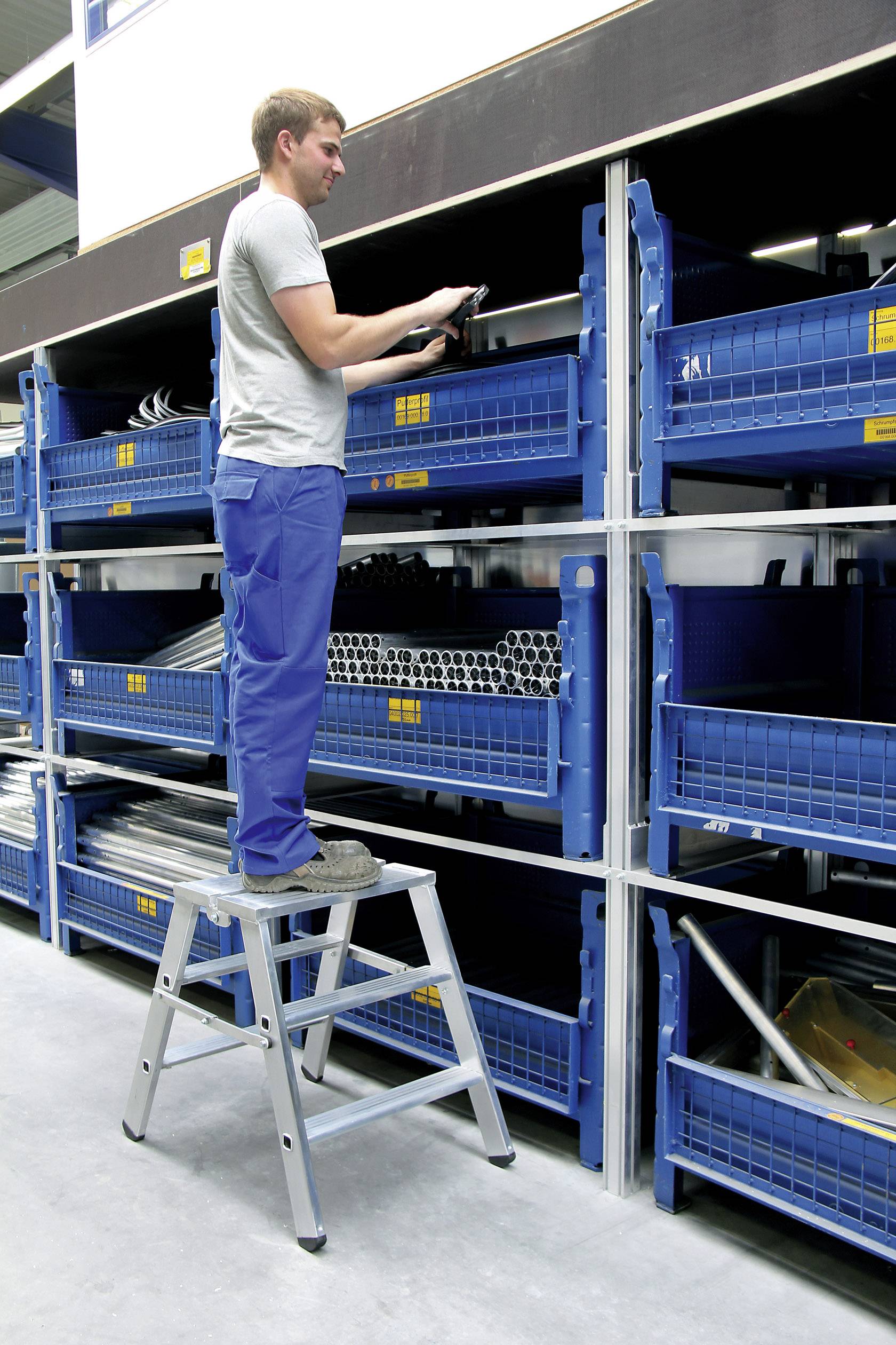 Günzburger Steigtechnik MUNK 50096 Aluminium Doppel-Klapptritt klappbar Arbeitshöhe (max.): 2.93m Silber 7.7kg