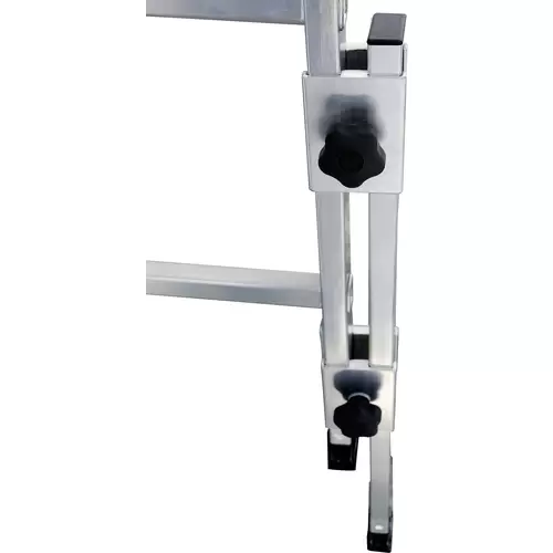 Günzburger Steigtechnik MUNK 33510 Aluminium Stufen-Doppelleiter inkl. 4 ausziehbaren Holmen Arbeitshöhe (max.): 3.6m Silber Günzburger Steigtechnik MUNK 33510 Aluminium Stufen-Doppelleiter inkl. 4 ausziehbaren Holmen Arbeitshöhe (max.): 3.6m Silber