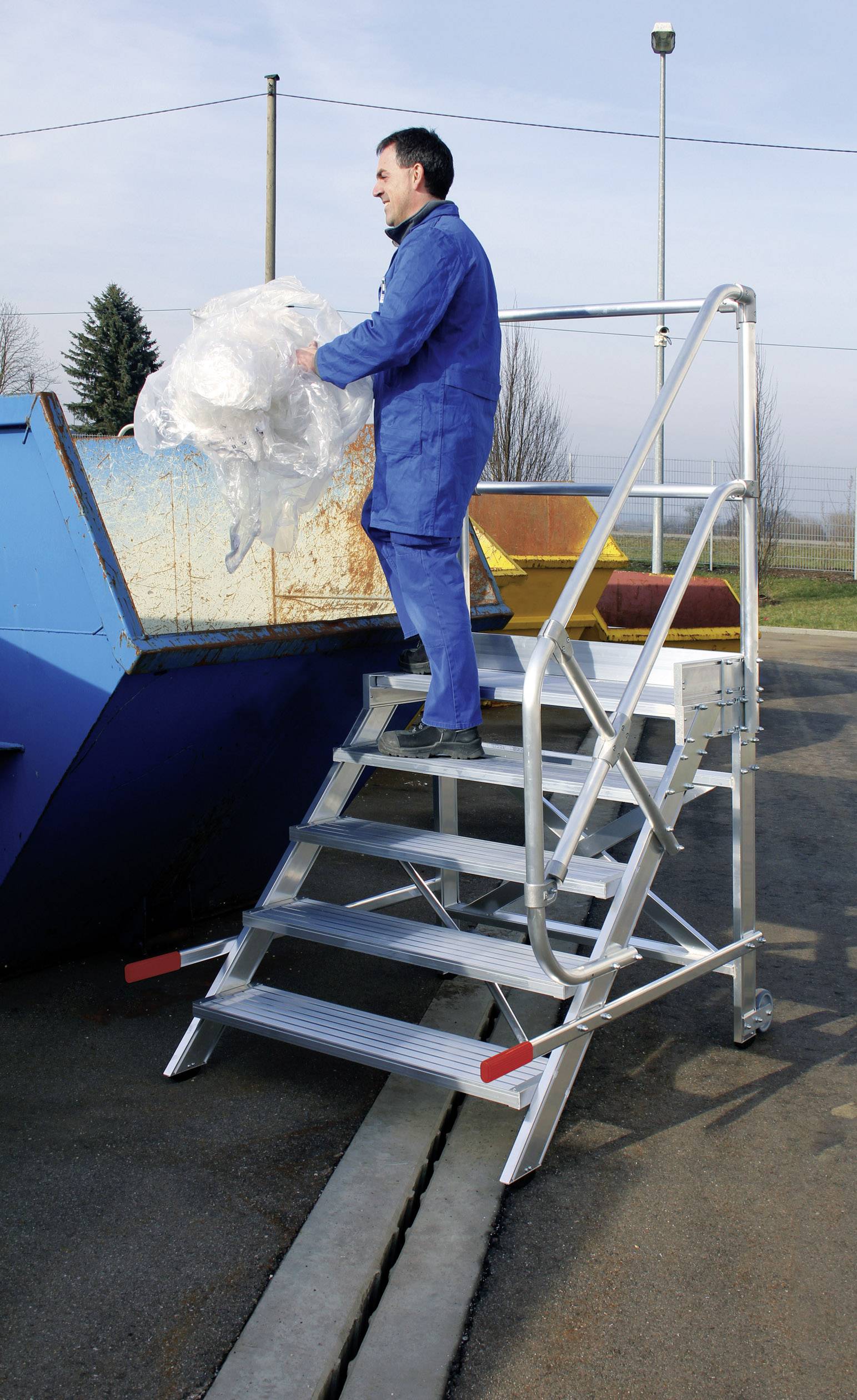 Günzburger Steigtechnik MUNK 50022 Aluminium Treppe fahrbar Arbeitshöhe (max.): 3m Silber 38kg