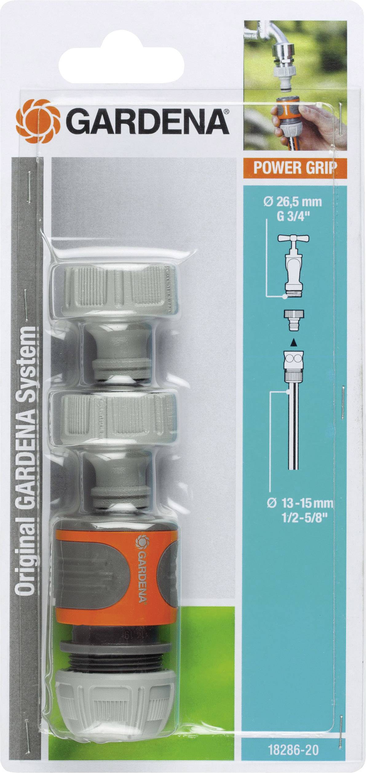 Gardena 18286-20 Kunststoff Hahnanschluss 13 mm (1/2") Ø, 24,2 mm (3/4") IG Set
