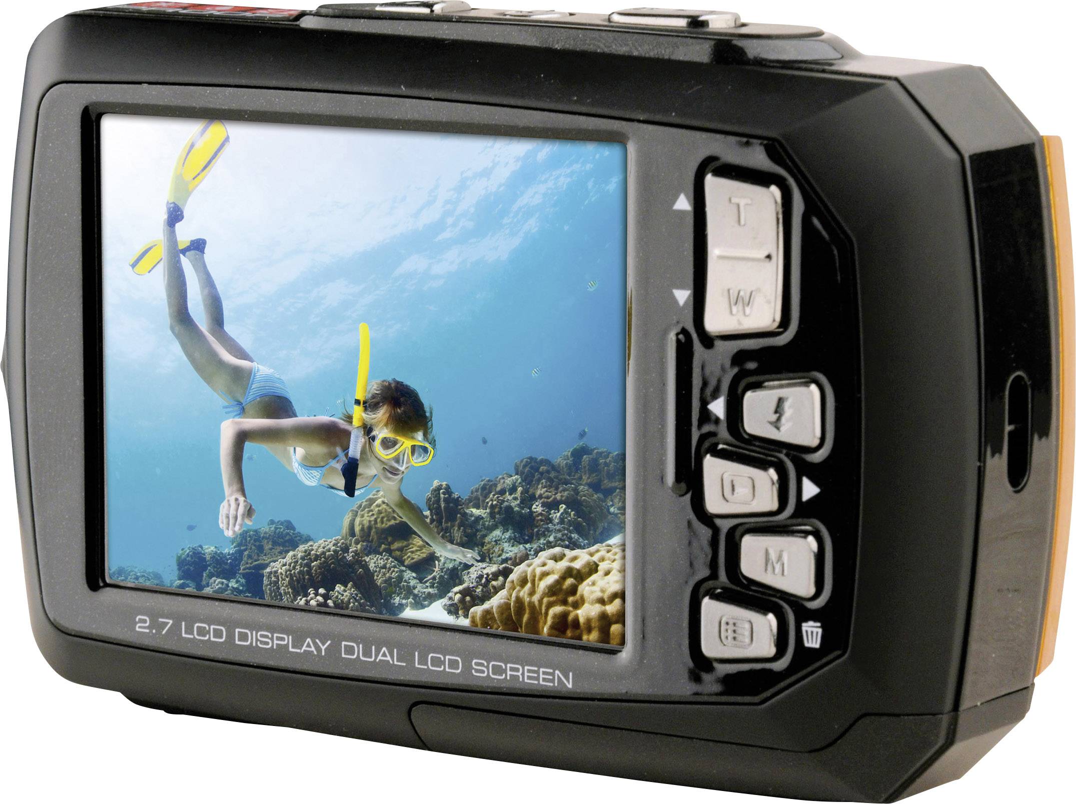 Easypix W-1400 Digitalkamera 14 Megapixel  Schwarz, Orange  Staubgeschützt, Unterwasserkamera, Frontdisplay