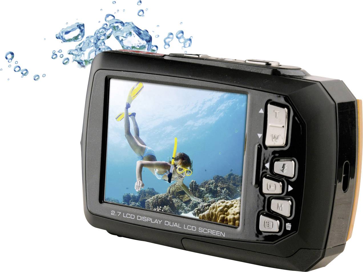 Easypix W-1400 Digitalkamera 14 Megapixel  Schwarz, Orange  Staubgeschützt, Unterwasserkamera, Frontdisplay