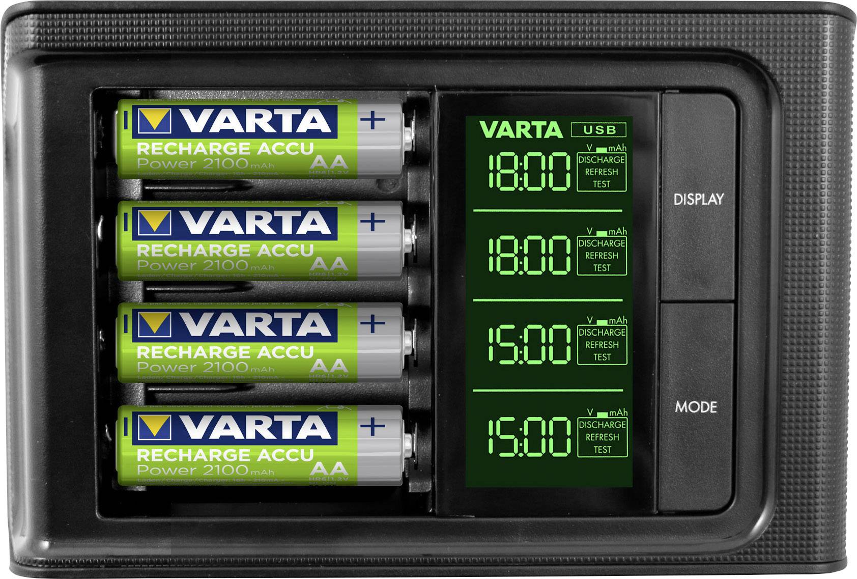 Varta LCD Smart-Charger Rundzellen-Ladegerät inkl. Akkus NiMH Micro (AAA), Mignon (AA)