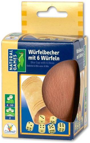 Natural Games Lederwürfelbecher mit 6 Würfeln