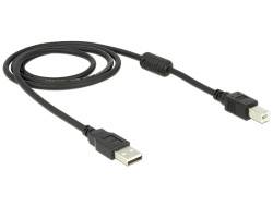 Delock USB-Kabel USB 2.0 USB-A Stecker, USB-B Stecker 1.00 m Schwarz mit Ferritkern 83566