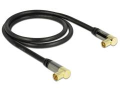 Delock Antennen, SAT Anschlusskabel [1x Antennenstecker 75 Ω - 1x Antennenbuchse 75 Ω] 1.00 m 85 dB vergoldete Steckkontakte Schwarz