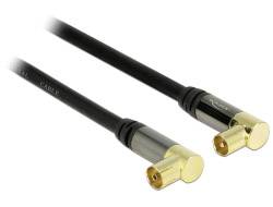 Delock Antennen, SAT Anschlusskabel [1x Antennenstecker 75 Ω - 1x Antennenbuchse 75 Ω] 1.00 m 85 dB vergoldete Steckkontakte Schwarz