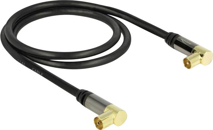 Delock Antennen, SAT Anschlusskabel [1x Antennenstecker 75 Ω - 1x Antennenbuchse 75 Ω] 1.00 m 85 dB vergoldete Steckkontakte Schwarz