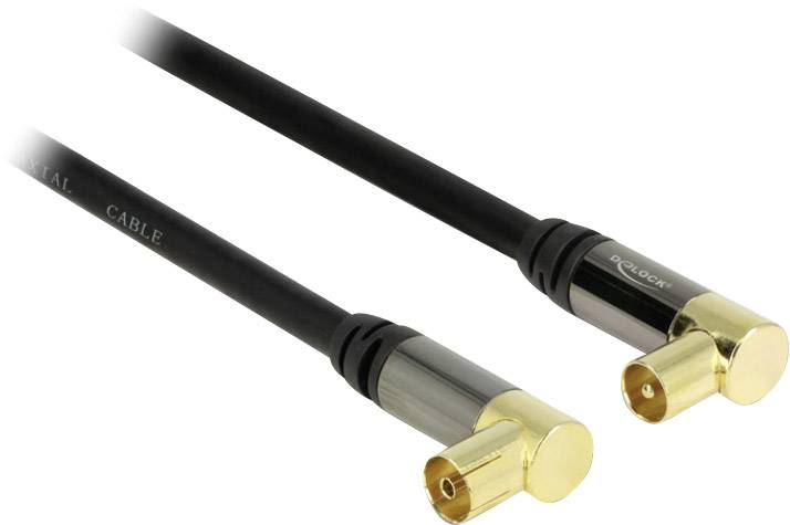 Delock Antennen, SAT Anschlusskabel [1x Antennenstecker 75 Ω - 1x Antennenbuchse 75 Ω] 1.00 m 85 dB vergoldete Steckkontakte Schwarz