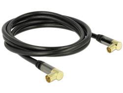 Delock Antennen, SAT Anschlusskabel [1x Antennenstecker 75 Ω - 1x Antennenbuchse 75 Ω] 2.00 m 85 dB vergoldete Steckkontakte Schwarz