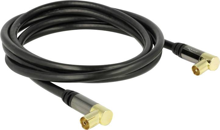 Delock Antennen, SAT Anschlusskabel [1x Antennenstecker 75 Ω - 1x Antennenbuchse 75 Ω] 2.00 m 85 dB vergoldete Steckkontakte Schwarz