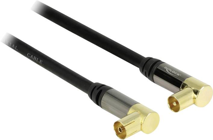 Delock Antennen, SAT Anschlusskabel [1x Antennenstecker 75 Ω - 1x Antennenbuchse 75 Ω] 2.00 m 85 dB vergoldete Steckkontakte Schwarz