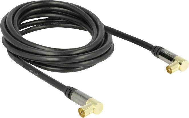 Delock Antennen, SAT Anschlusskabel [1x Antennenstecker 75 Ω - 1x Antennenbuchse 75 Ω] 3.00 m 85 dB vergoldete Steckkontakte Schwarz