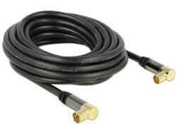 Delock Antennen, SAT Anschlusskabel [1x Antennenstecker 75 Ω - 1x Antennenbuchse 75 Ω] 5.00 m 85 dB vergoldete Steckkontakte Schwarz