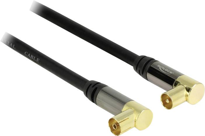Delock Antennen, SAT Anschlusskabel [1x Antennenstecker 75 Ω - 1x Antennenbuchse 75 Ω] 5.00 m 85 dB vergoldete Steckkontakte Schwarz