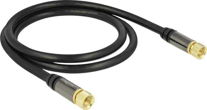 Delock Antennen, SAT Anschlusskabel [1x F-Stecker - 1x F-Stecker] 1.00 m 85 dB vergoldete Steckkontakte Schwarz