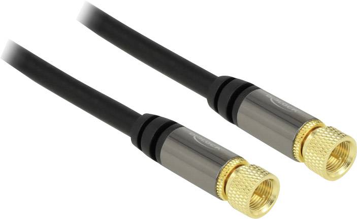 Delock Antennen, SAT Anschlusskabel [1x F-Stecker - 1x F-Stecker] 1.00 m 85 dB vergoldete Steckkontakte Schwarz