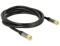 Delock Antennen, SAT Anschlusskabel [1x F-Stecker - 1x F-Stecker] 2.00 m 85 dB vergoldete Steckkontakte Schwarz