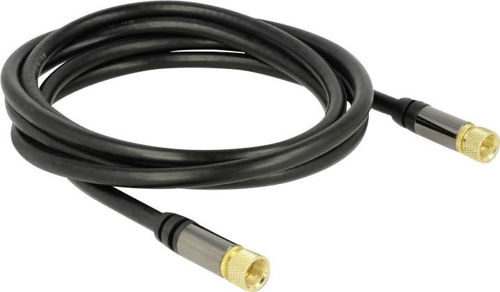 Delock Antennen, SAT Anschlusskabel [1x F-Stecker - 1x F-Stecker] 2.00 m 85 dB vergoldete Steckkontakte Schwarz