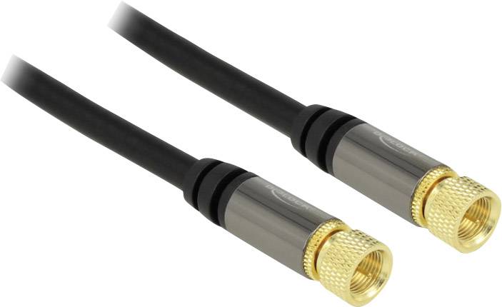 Delock Antennen, SAT Anschlusskabel [1x F-Stecker - 1x F-Stecker] 2.00 m 85 dB vergoldete Steckkontakte Schwarz