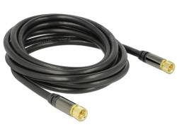 Delock Antennen, SAT Anschlusskabel [1x F-Stecker - 1x F-Stecker] 3.00 m 85 dB vergoldete Steckkontakte Schwarz
