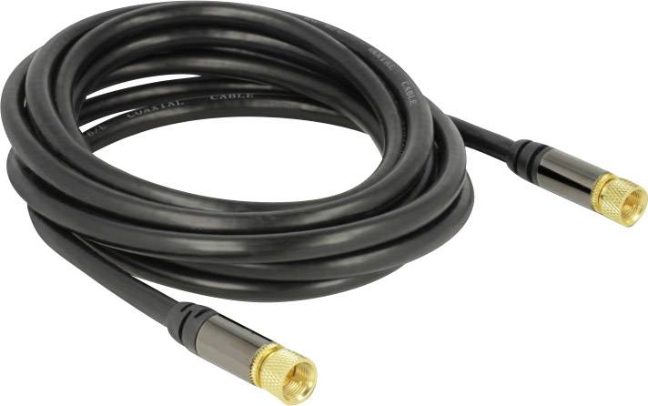 Delock Antennen, SAT Anschlusskabel [1x F-Stecker - 1x F-Stecker] 3.00 m 85 dB vergoldete Steckkontakte Schwarz