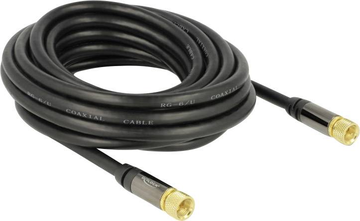 Delock HF-Kabel - F-Stecker männlich zu F-Stecker männlich5 m - 85 dB - Schwarz