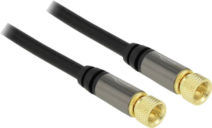 Delock Antennen, SAT Anschlusskabel [1x F-Stecker - 1x F-Stecker] 5.00 m 85 dB vergoldete Steckkontakte Schwarz