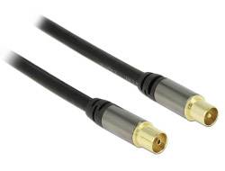 Delock Antennen, SAT Anschlusskabel [1x Antennenstecker 75 Ω - 1x Antennenbuchse 75 Ω] 1.00 m 85 dB vergoldete Steckkontakte Schwarz
