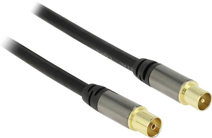 Delock Antennen, SAT Anschlusskabel [1x Antennenstecker 75 Ω - 1x Antennenbuchse 75 Ω] 2.00 m 85 dB vergoldete Steckkontakte Schwarz
