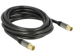 Delock Antennen, SAT Anschlusskabel [1x Antennenstecker 75 Ω - 1x Antennenbuchse 75 Ω] 3.00 m 85 dB vergoldete Steckkontakte Schwarz