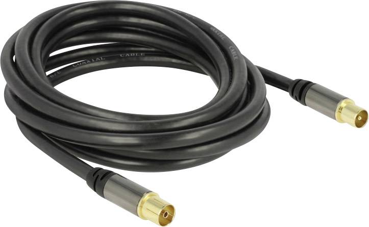 Delock Antennen, SAT Anschlusskabel [1x Antennenstecker 75 Ω - 1x Antennenbuchse 75 Ω] 3.00 m 85 dB vergoldete Steckkontakte Schwarz
