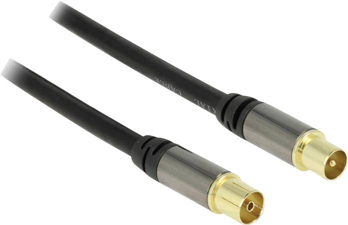 Delock Antennen, SAT Anschlusskabel [1x Antennenstecker 75 Ω - 1x Antennenbuchse 75 Ω] 3.00 m 85 dB vergoldete Steckkontakte Schwarz