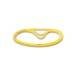 Ein einfaches, gelbes Gummiband ist zu einem Kreis geformt mit einer kleinen Delle oben.
