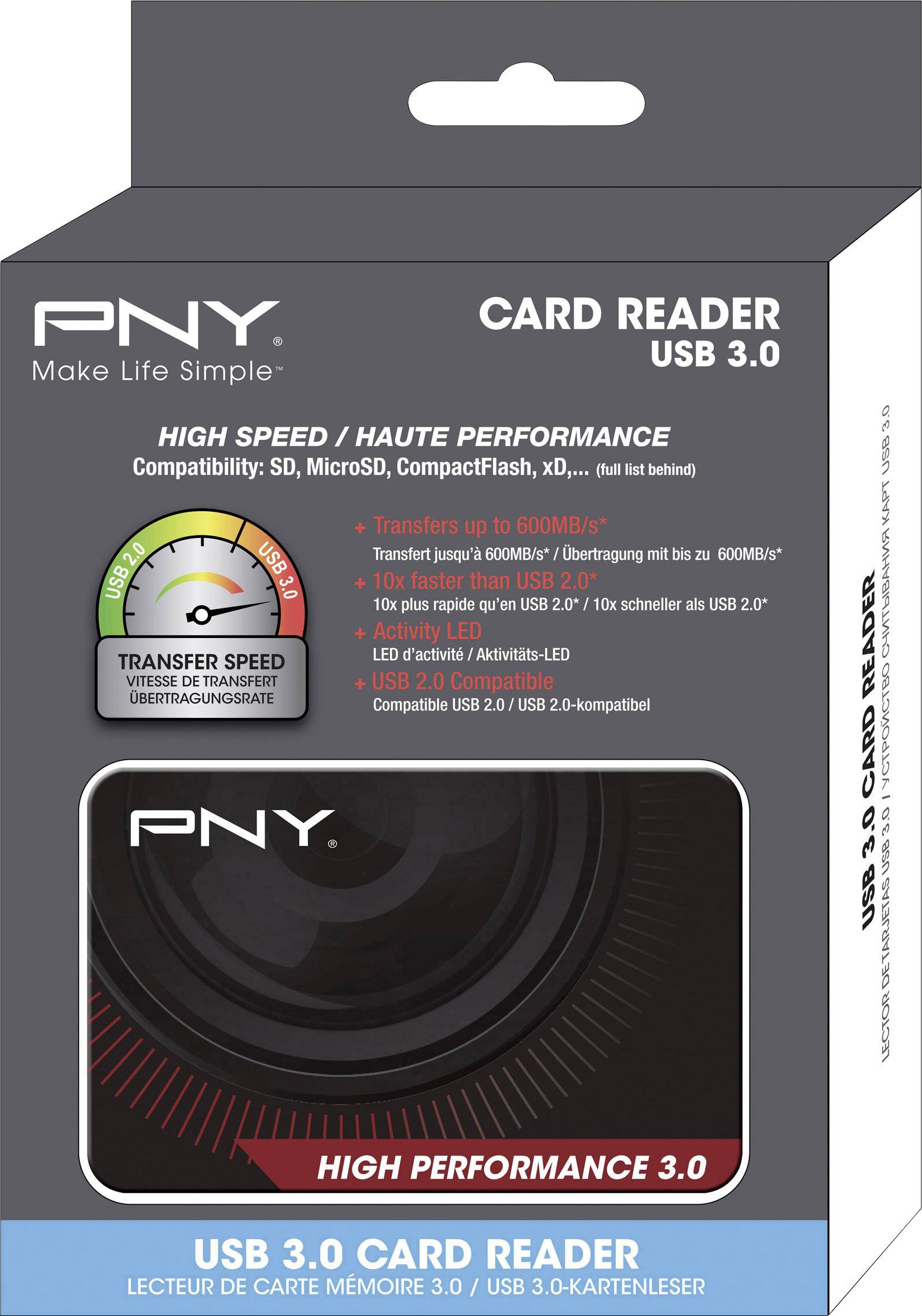 PNY High Performance Externer Speicherkartenleser USB-A (USB 3.2 Gen 1) Schwarz