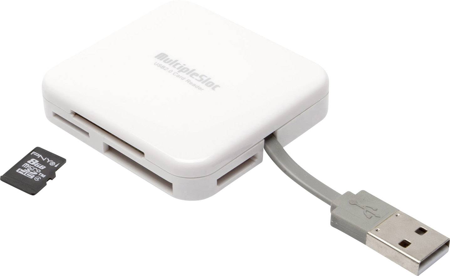 PNY All In One Card Ceader Externer Speicherkartenleser USB-A (USB 2.0) Weiß