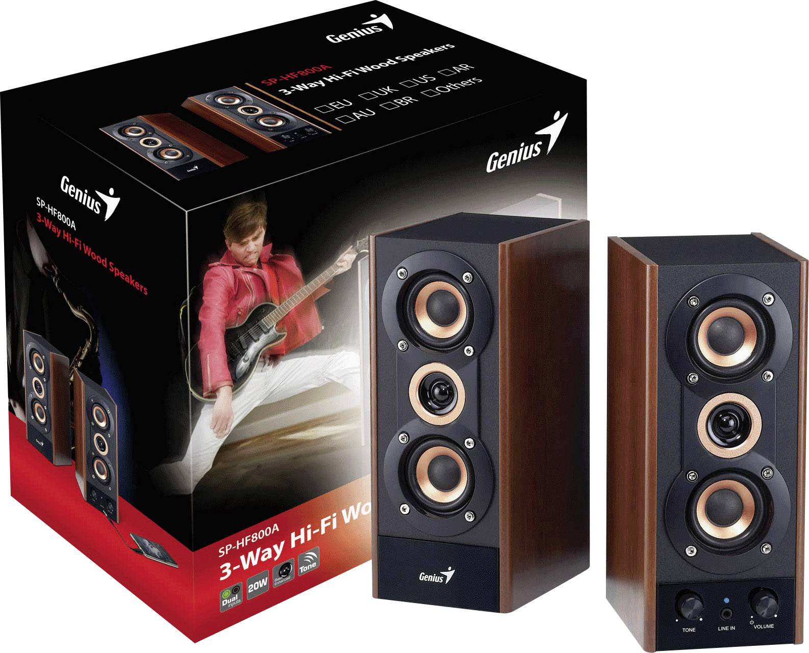 Genius SP-HF-800A 2.0 PC-Lautsprecher Kabelgebunden 20 W Holz, Schwarz