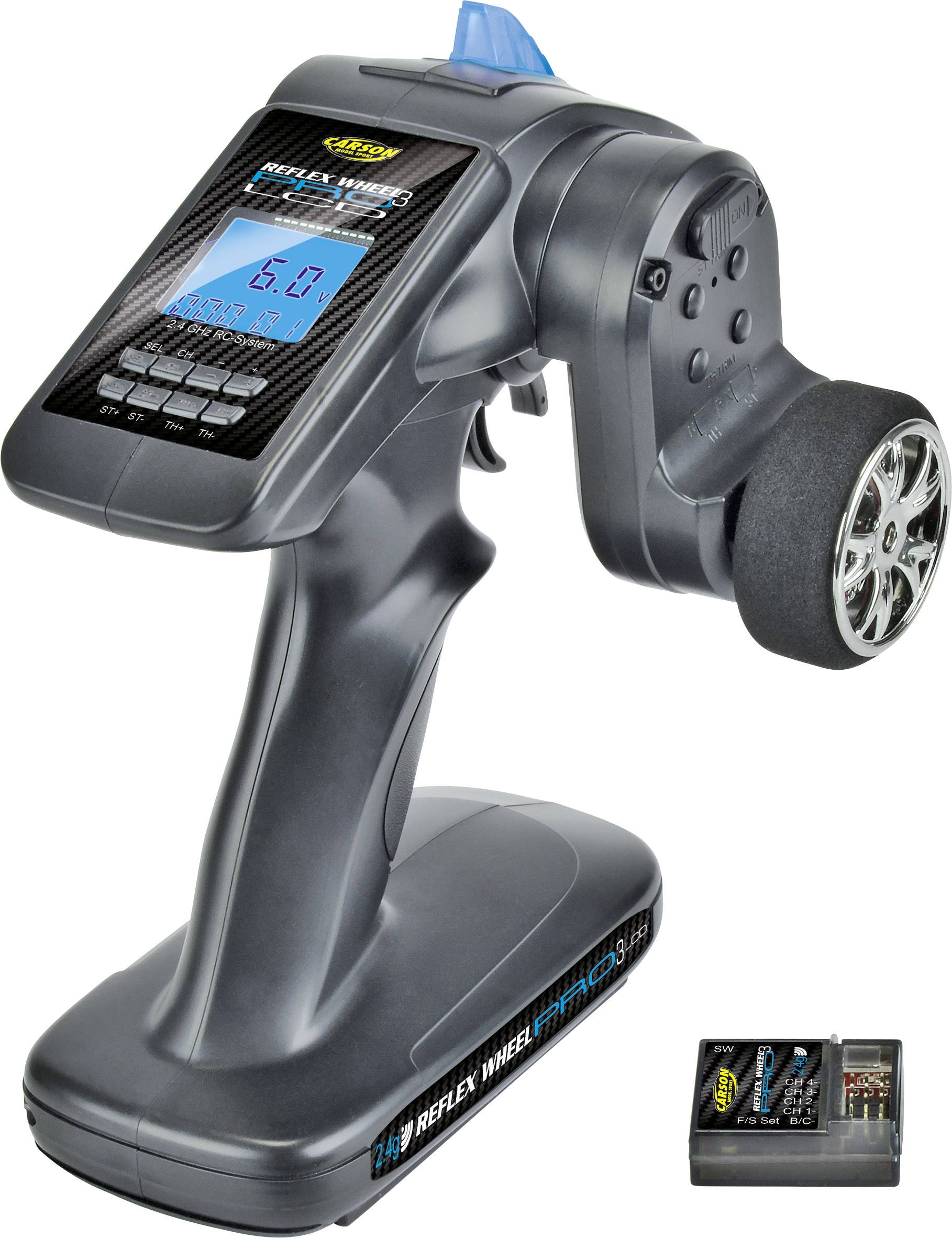 Carson Modellsport Reflex Wheel Pro III LCD 2.4GHz Pistolengriff-Fernsteuerung 2,4GHz Anzahl Kanäle: 3 inkl. Empfänger